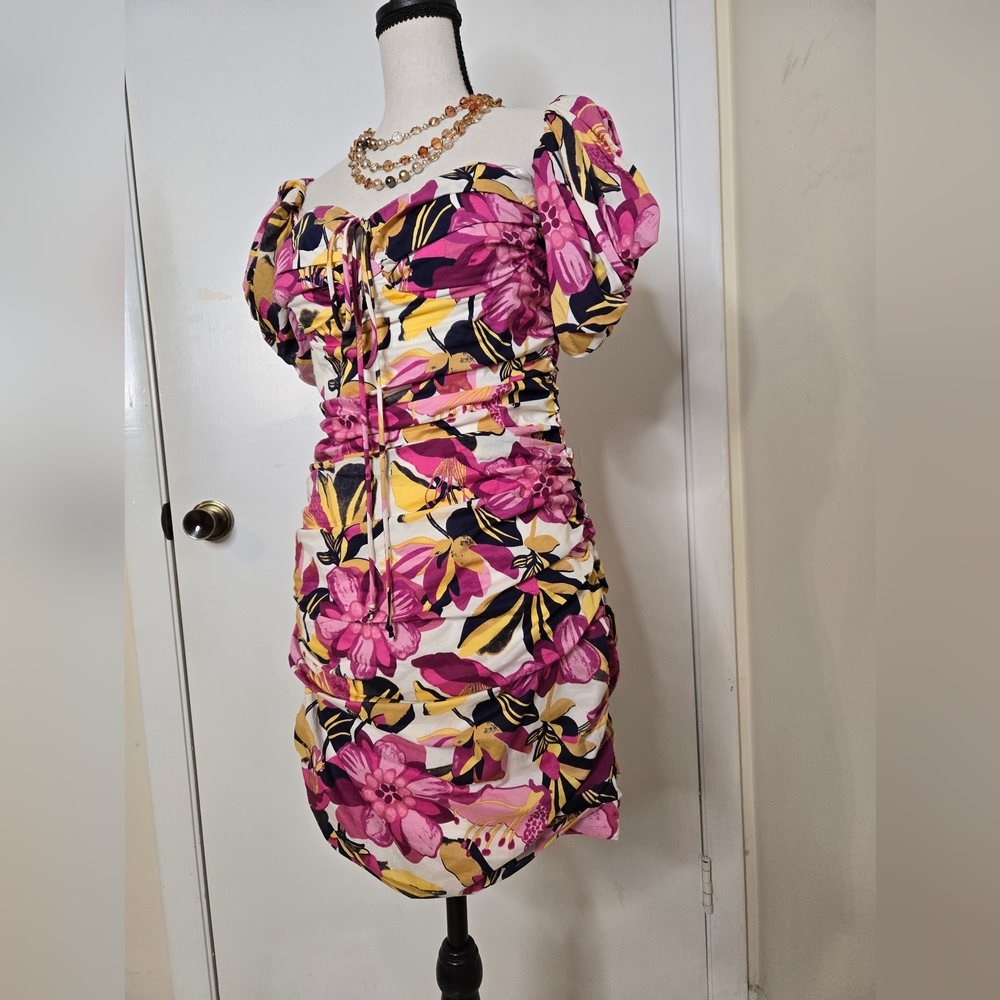 Multicolored Ruffled Off-Shoulder Mini Dress - Picture 4 of 6